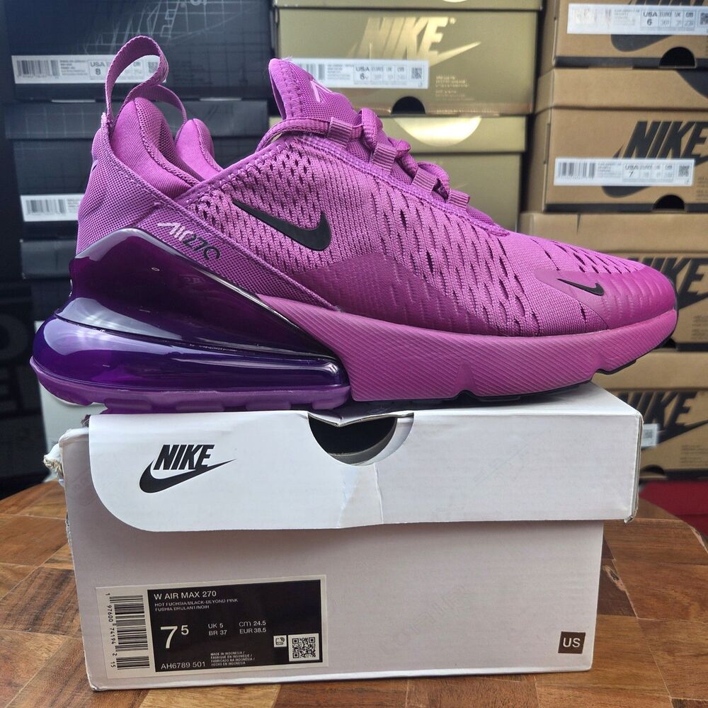 Nike Air Max 270 Fuchsia Fury Purple AH6789-501 Sneaker Shoes Women's sz 7.5 - Picture 2 of 9